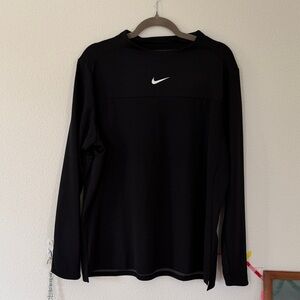 Nike Black Long Sleeve Athletic Top with White Swoosh